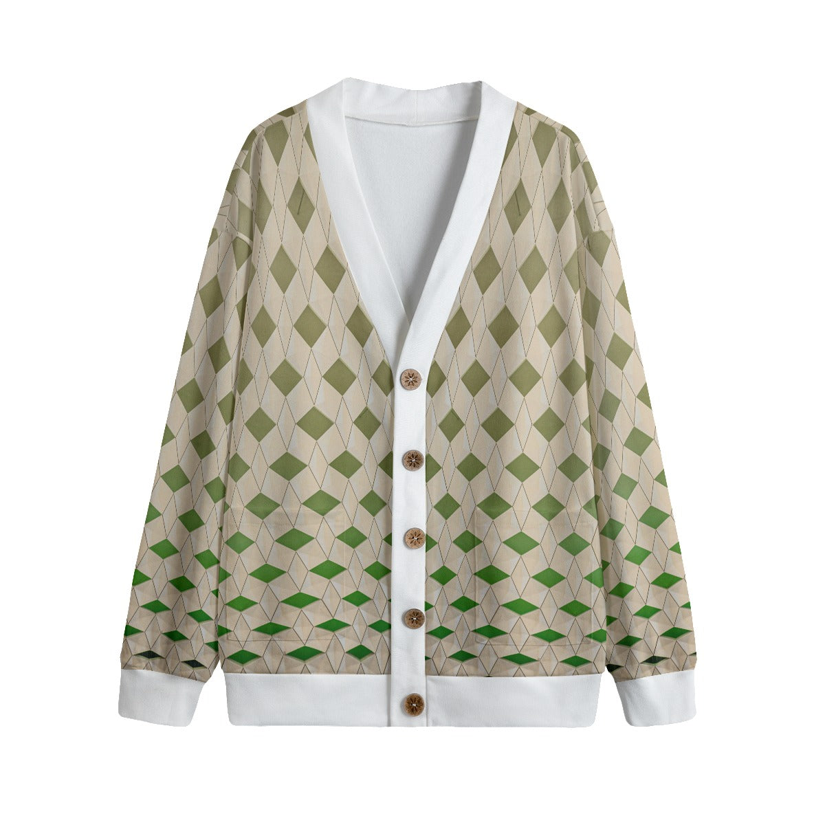 V-neck Knitted Fleece Cardigan With Button Closure