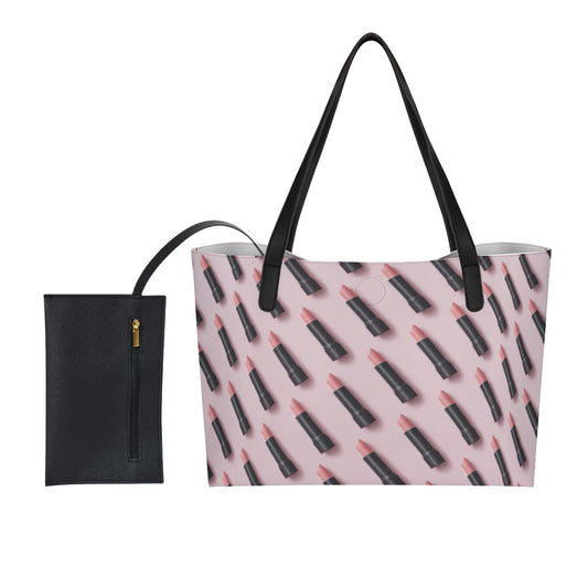 Shopping Tote Bag With Black Mini Purse