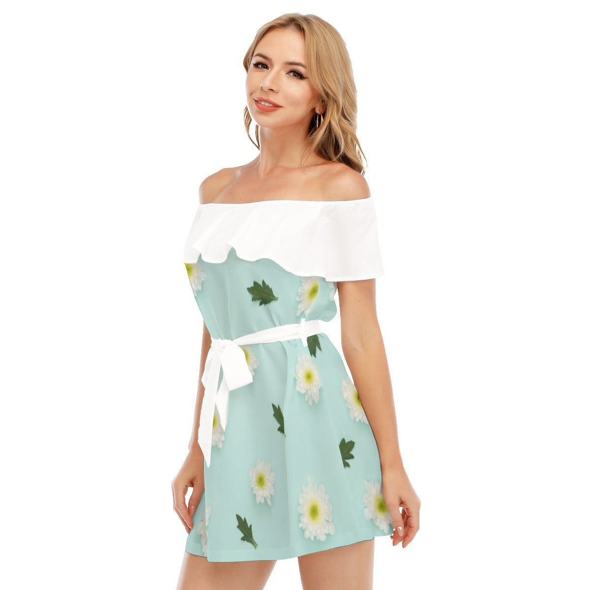 Floral Women's Off-shoulder Dress With Ruffle
