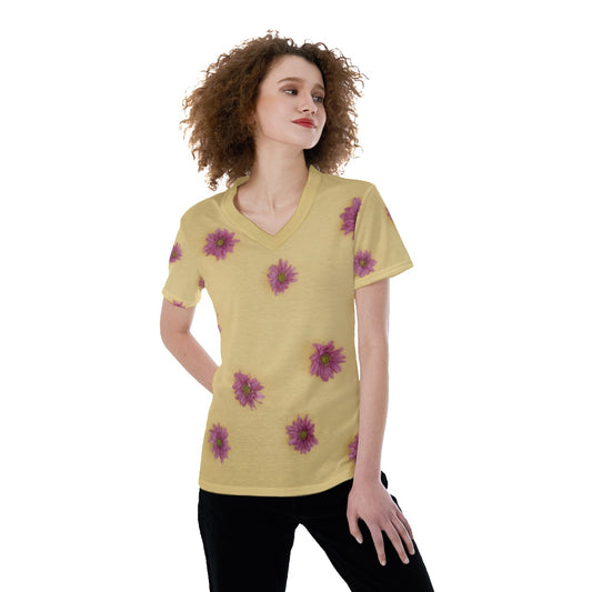Floral V-neck Women's T-shirt