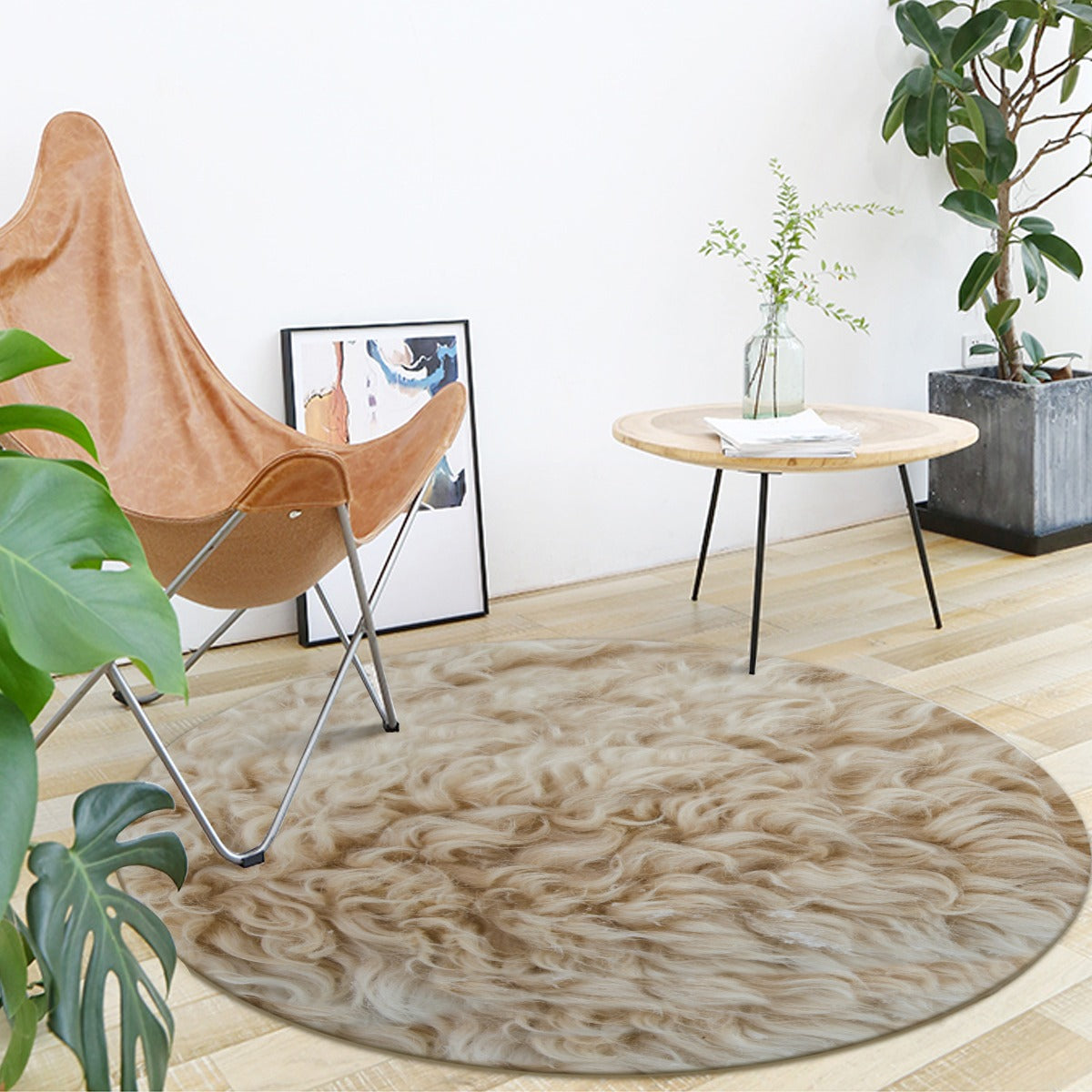 Fur Print Foldable Round Mat