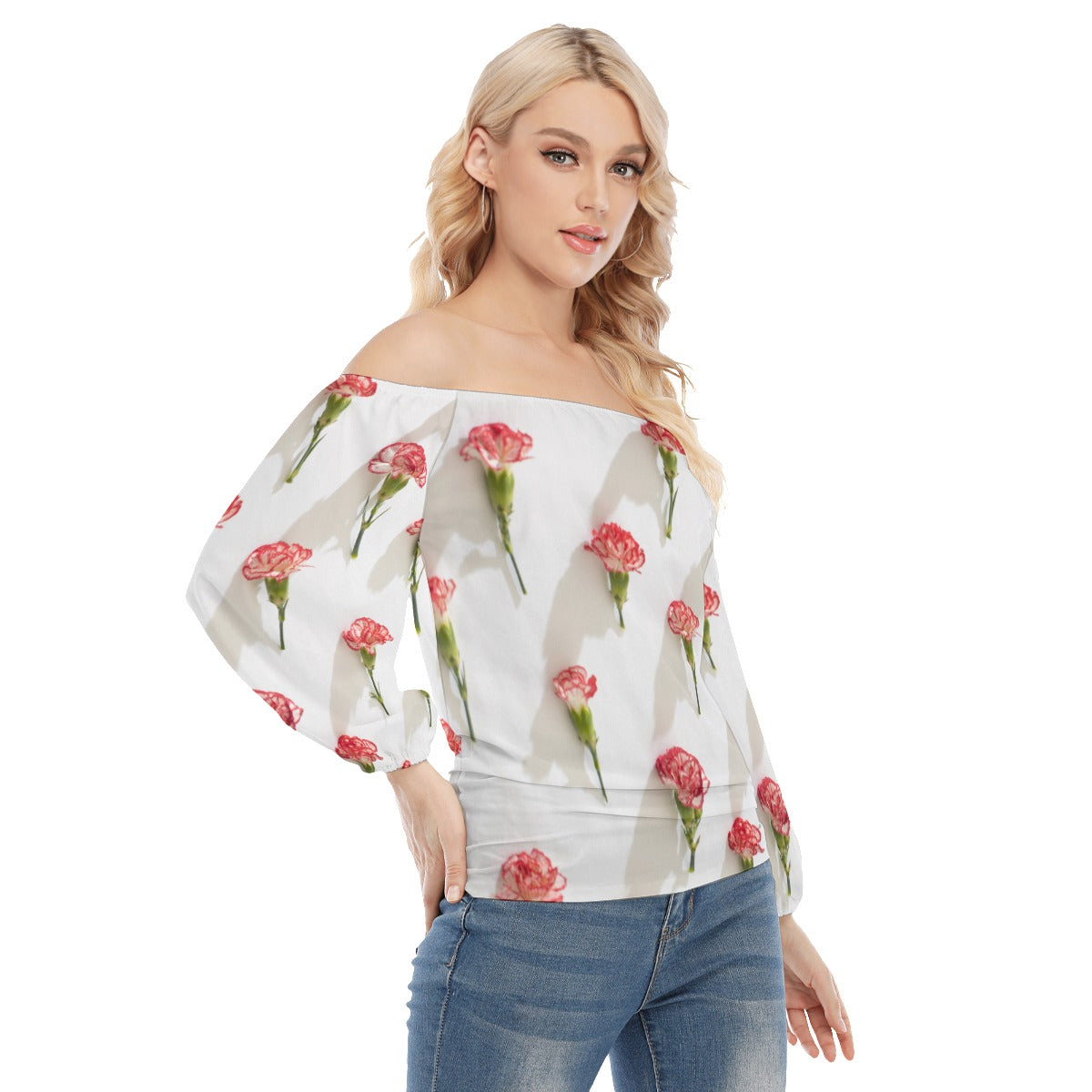 Floral Women's Flat Shoulder Blouse