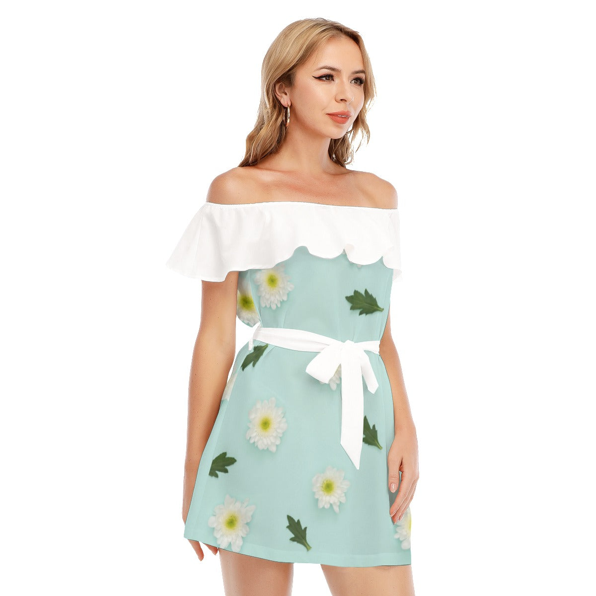 Floral Women's Off-shoulder Dress With Ruffle