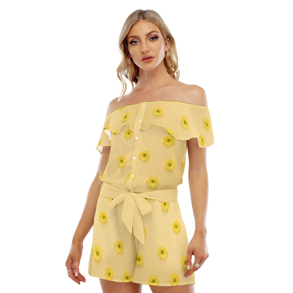 Floral Women's Off-shoulder Ruffled Romper