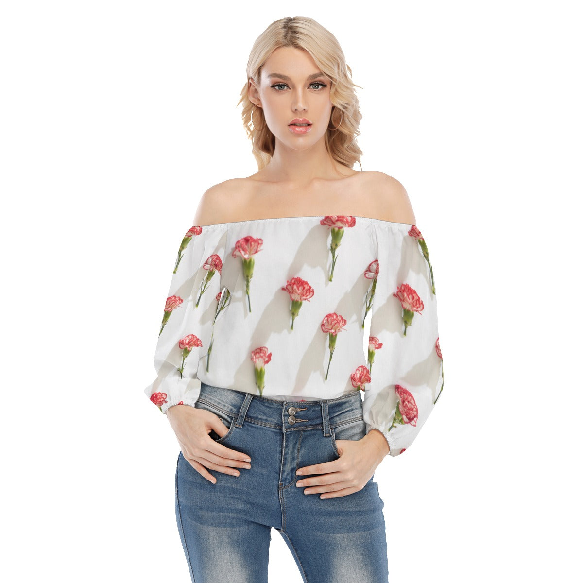 Floral Women's Flat Shoulder Blouse
