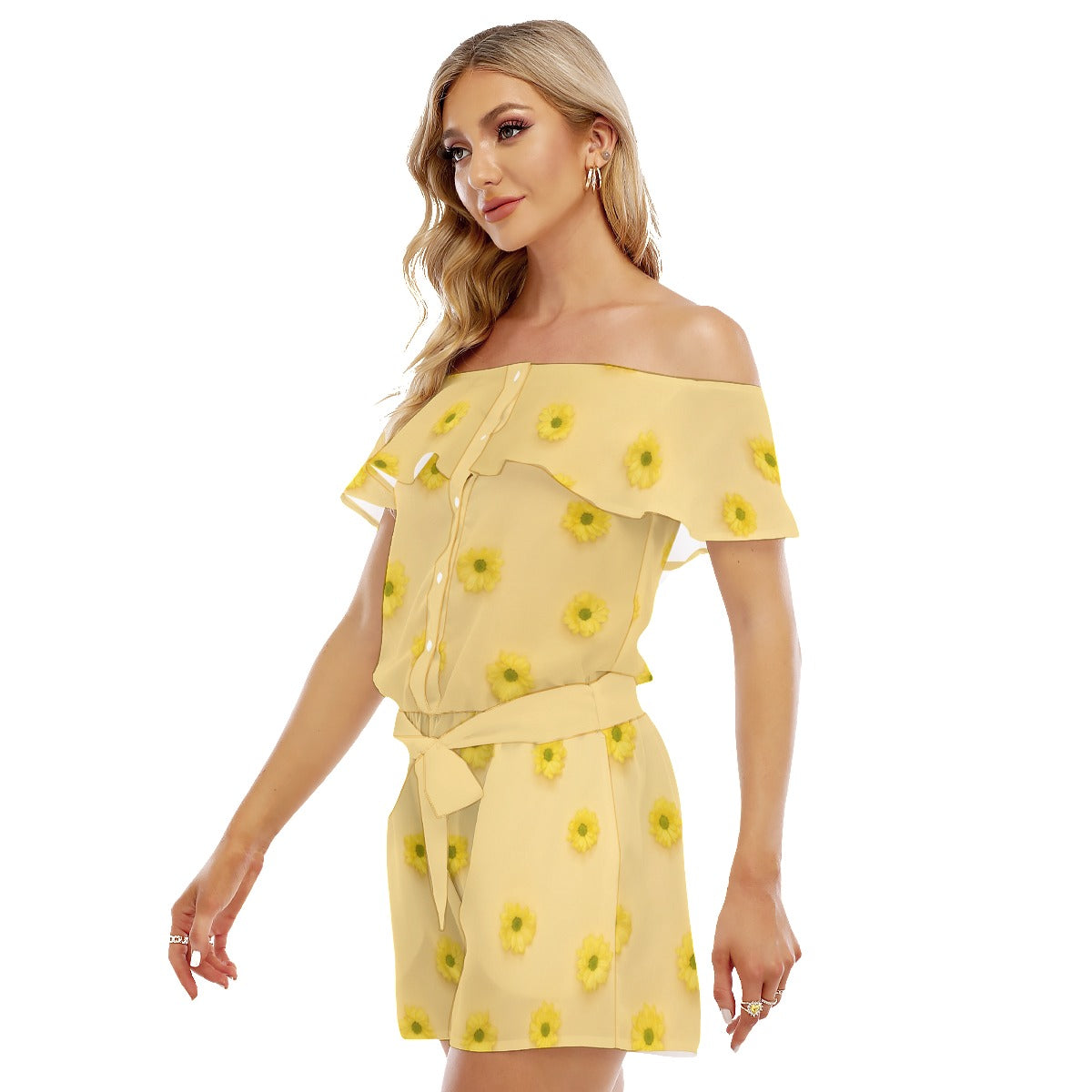 Floral Women's Off-shoulder Ruffled Romper