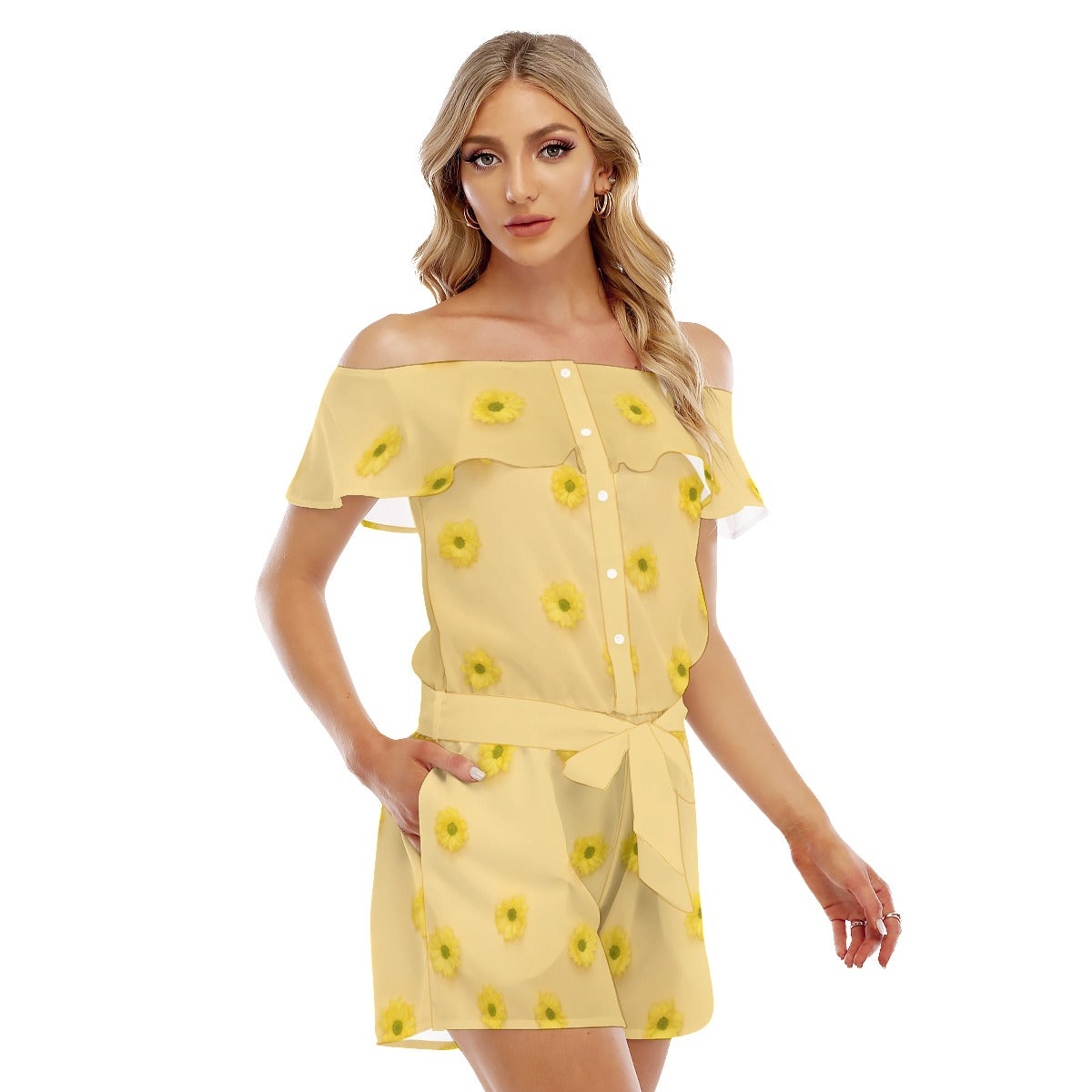 Floral Women's Off-shoulder Ruffled Romper