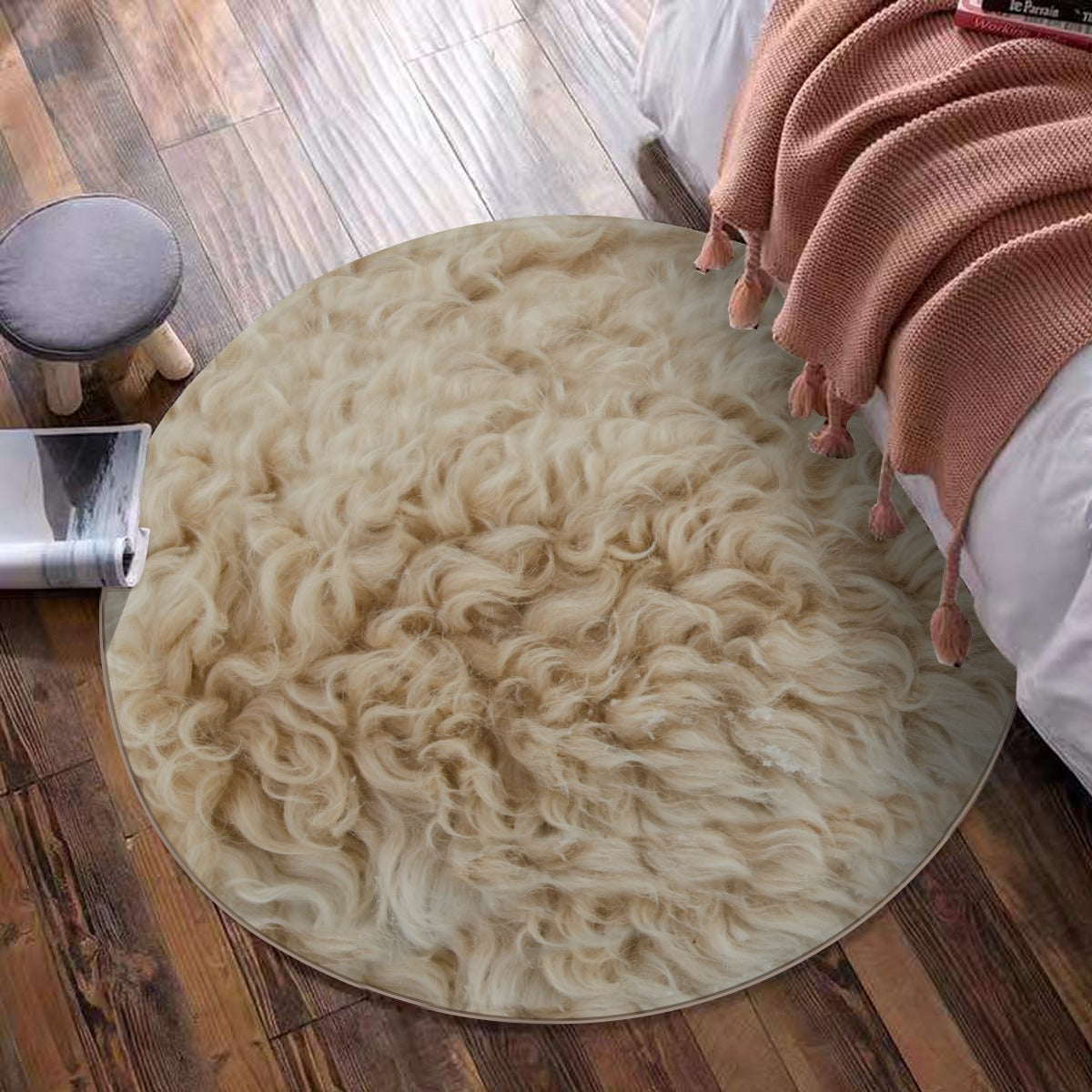 Fur Print Foldable Round Mat