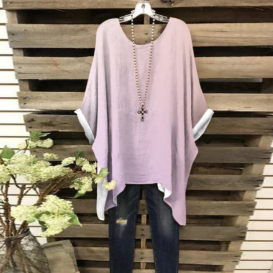 Salmon-Mauve Gradient Women's Bat Sleeve Shirt